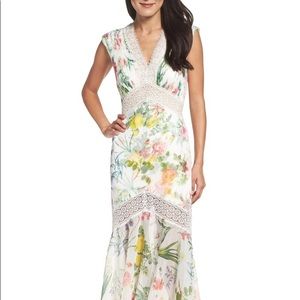 Tadashi Shoji Floral Trumpet Gown